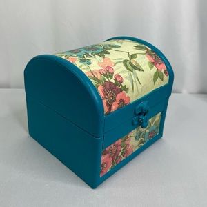 Handcrafted Turkoise Blue With Flowers